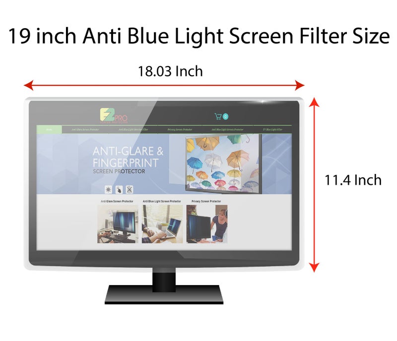 EZ-Pro Screen Protector Premium Anti Blue Light Screen filter for 19 Inches Computer Monitor, Screen Filter Size is 11.4" Height x 18" Width, Blocks Harmful Blue Light, Reduce Digital Eye Strain Help Sleep Better - Image 2